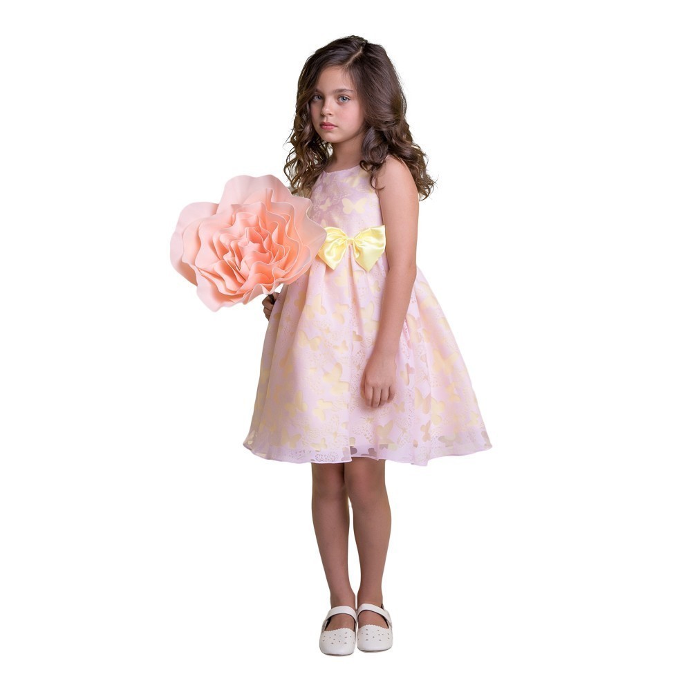 Große Mädchen rosa gelb Schmetterling Burnout Organza Ostern Kleid 8-12