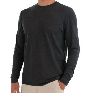 Herren Bambus Flex Langarm Top in Heidekraut schwarz