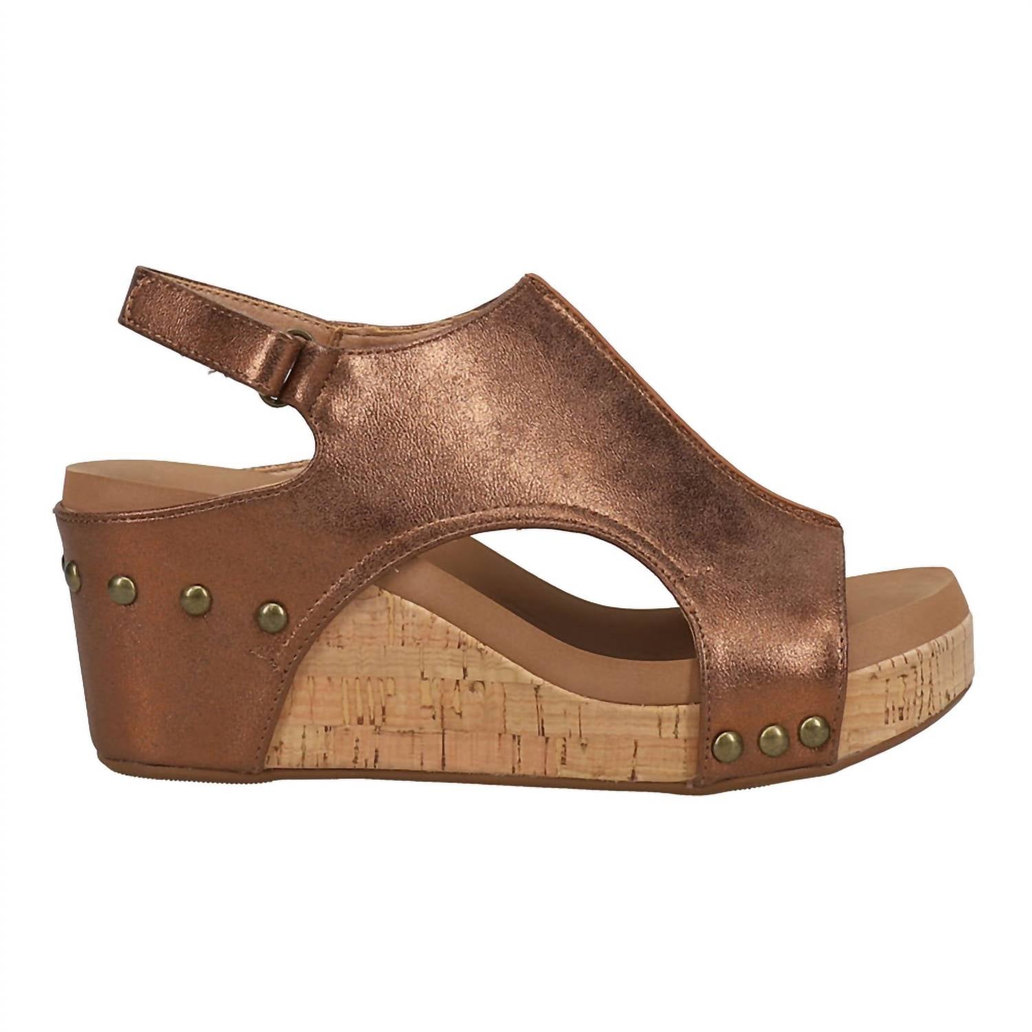 Damen Sandalen mit Keilabsatz in antik Bronze