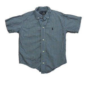 Ralph Lauren Jungen blau plaid Knopf nach unten Kurzarm 7805824827452