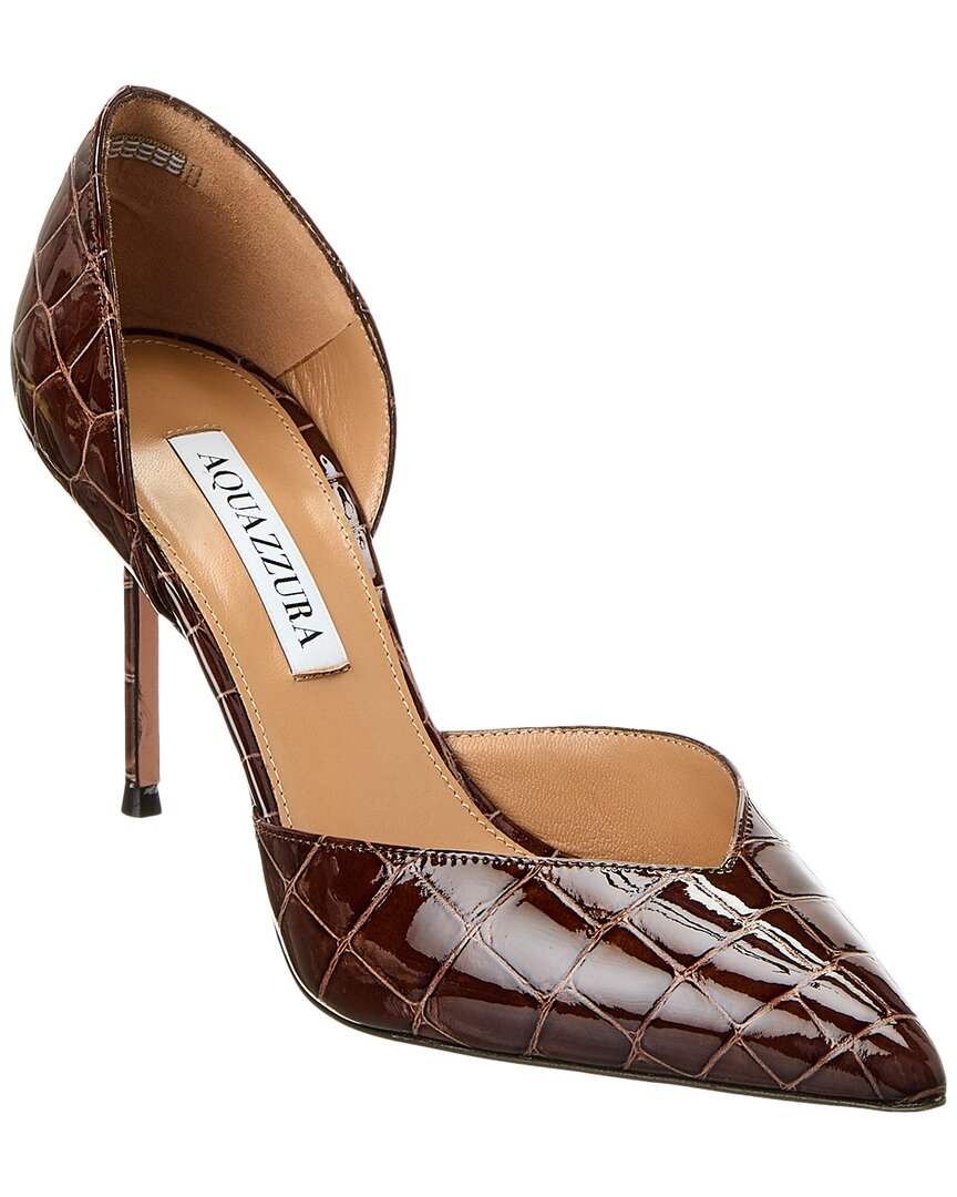 Aquazzura Uptown 85 Croc-geprägte Patentpumpe