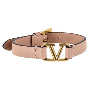 Valentino Garavani V-Logo Signature Armband aus rosa Kalbsleder