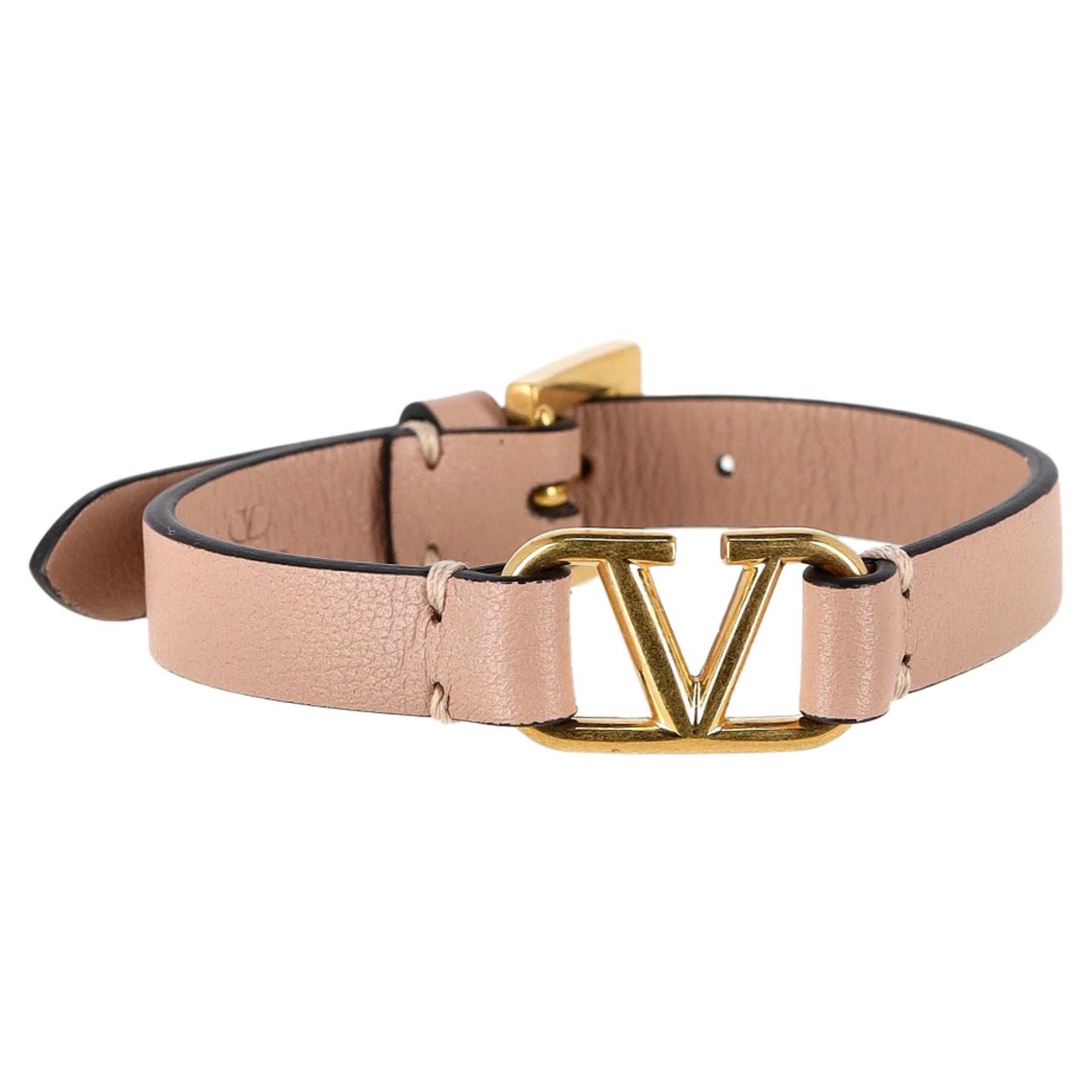 Valentino Garavani V-Logo Signature Armband aus rosa Kalbsleder