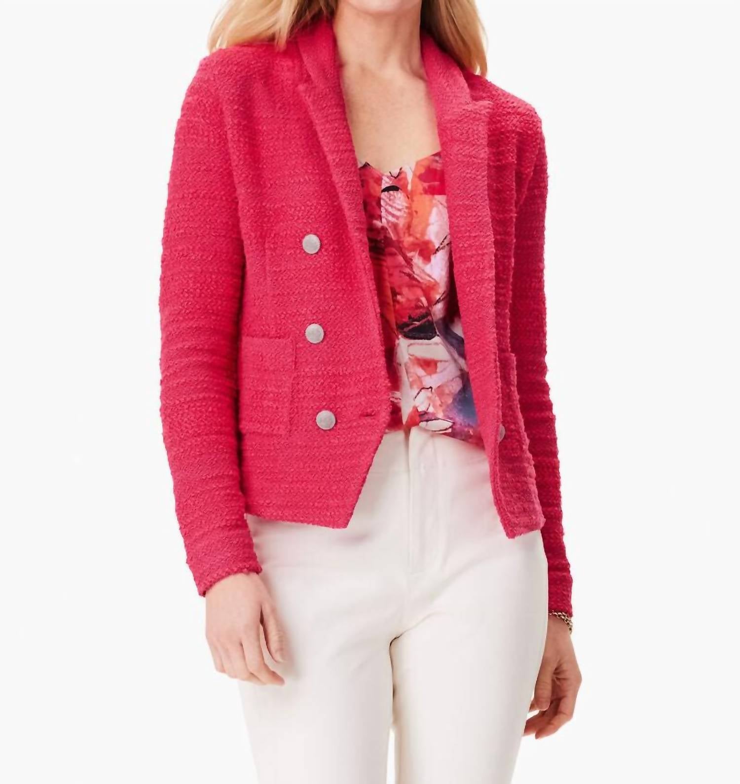 Strukturierte Femme Strickjacke in heller Rose