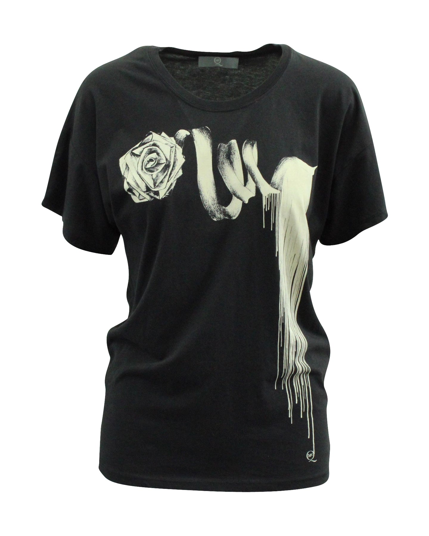 Alexander McQueen T-Shirt mit Rosenmuster aus schwarzer Baumwolle