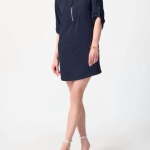 Decorative Zip Kleid in Mitternacht blau 7704733712444