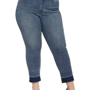 Plus Sheri schlanke Damen heben tuck Technologie roh Saum Knöchel Jeans