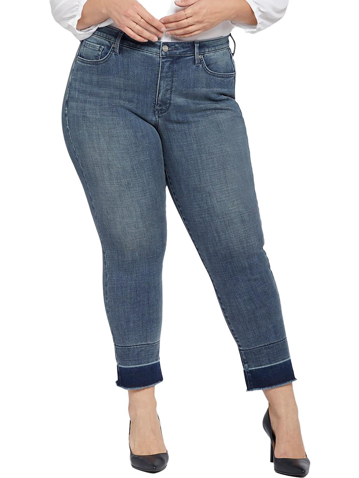 Plus Sheri Slim Damen Lift Tuck Technologie Raw Saum Knöcheljeans