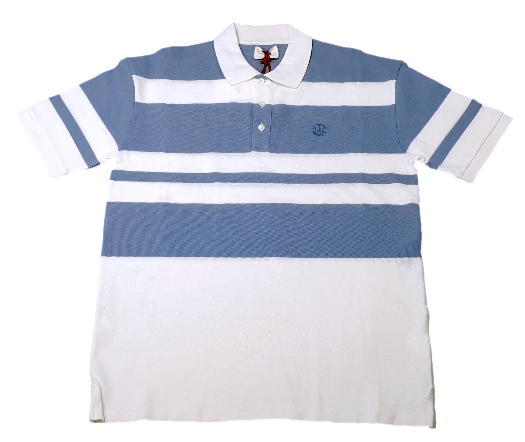 Bally 6303076 Herren Knochen/blau gestreifte Bio-Baumwolle Poloshirt Größe S