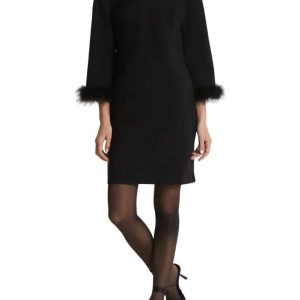Chelsea Ponte Feathers Kleid in schwarz