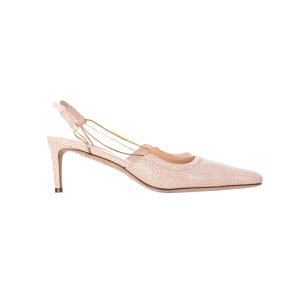 Von Far Gabriella Pumps mit Stingray-Effekt aus beigefarbenem Leder