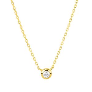 14k Gelbgold 2.5mm Runde Diamant Halskette