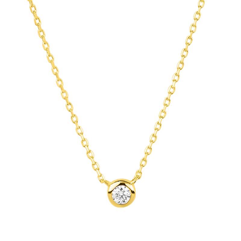 14k Gelbgold 2.5mm Runde Diamant Halskette