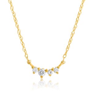 14k Gelbgold 4 Stein Diamant Halskette