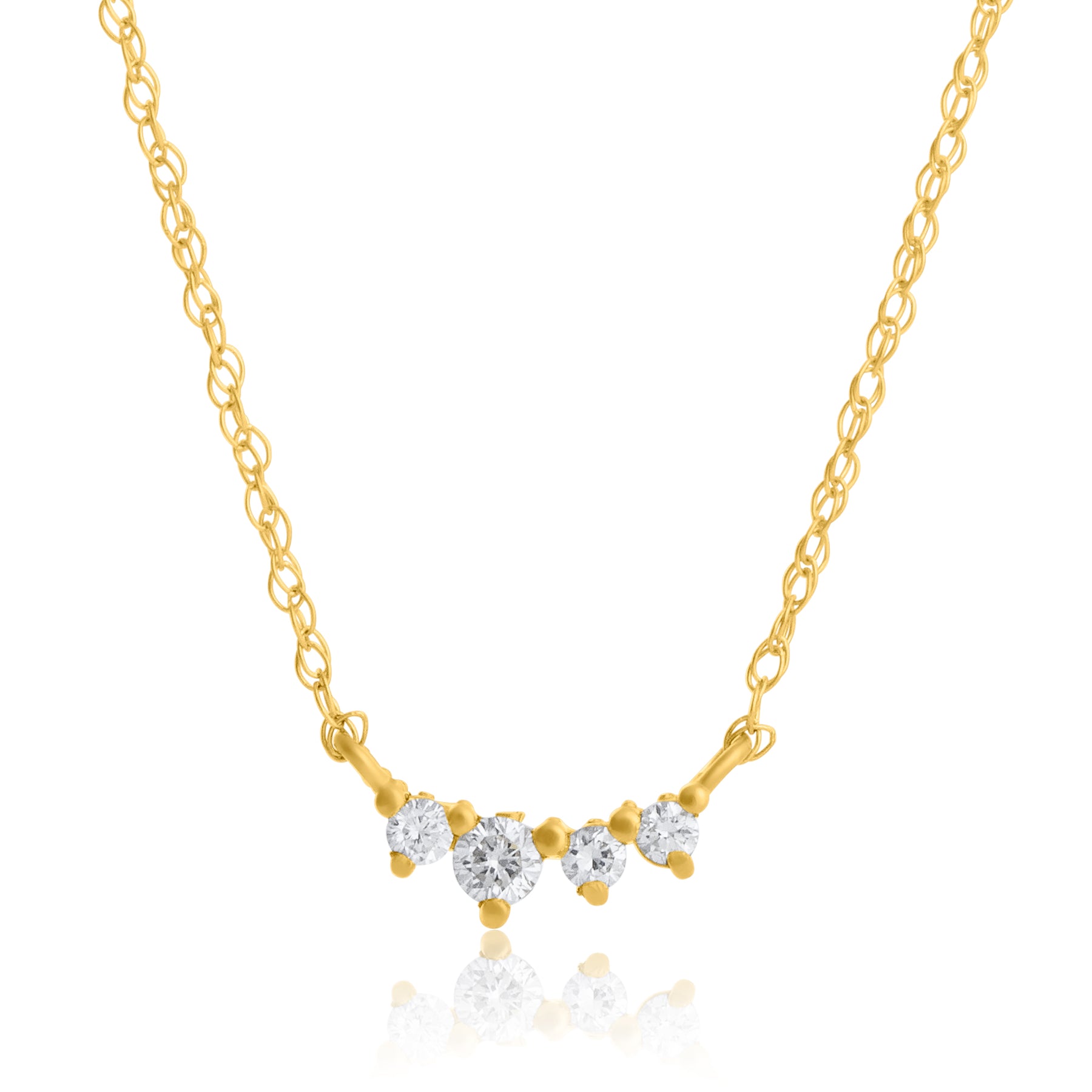 14k Gelbgold 4 Stein Diamant Halskette