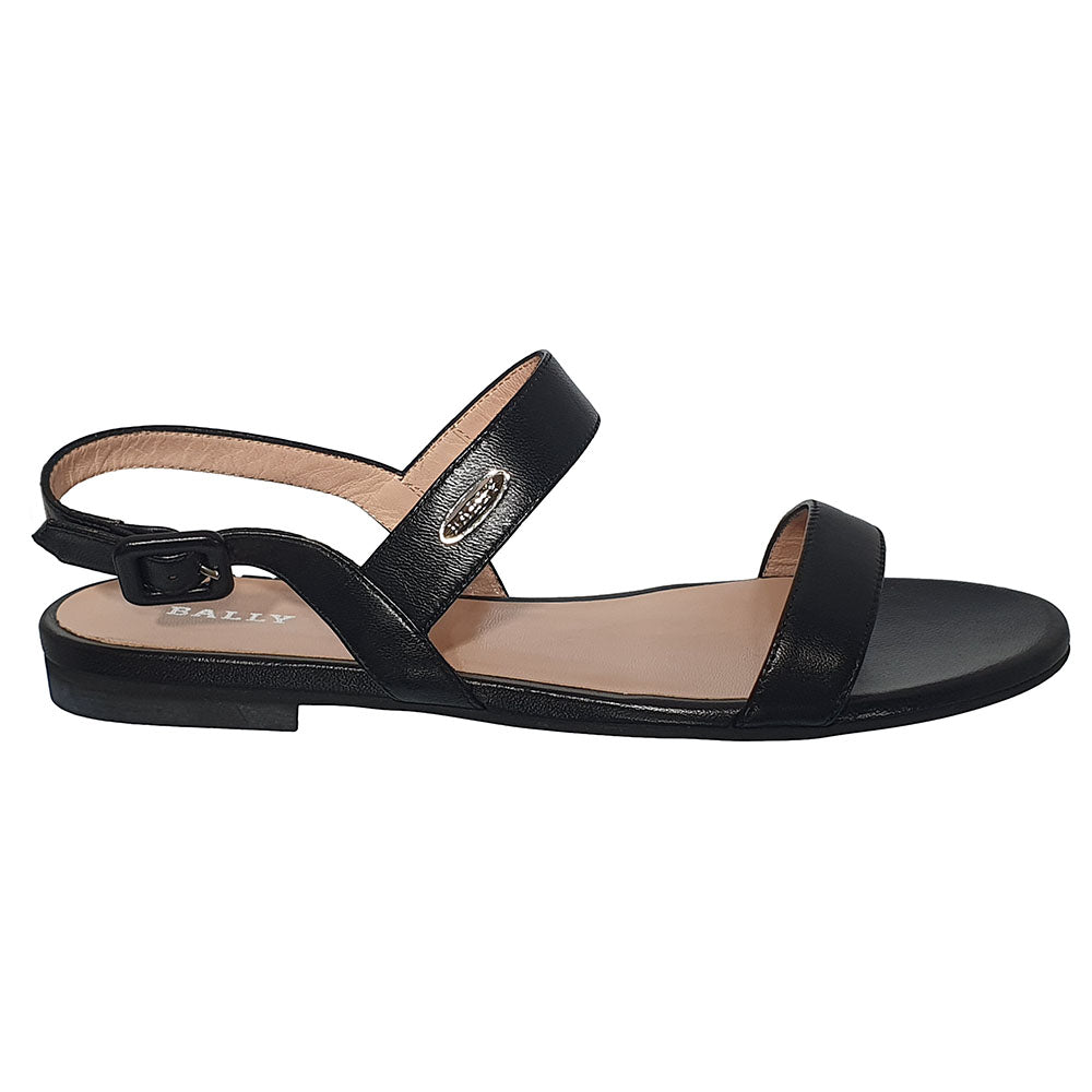 Bally Carlas 6234087 Flache Sandalen aus schwarzem Lammleder für Damen