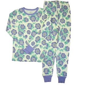 Mightly Mädchen elfenbein violett Hortensie 2-teilige Pyjama 7805828071484