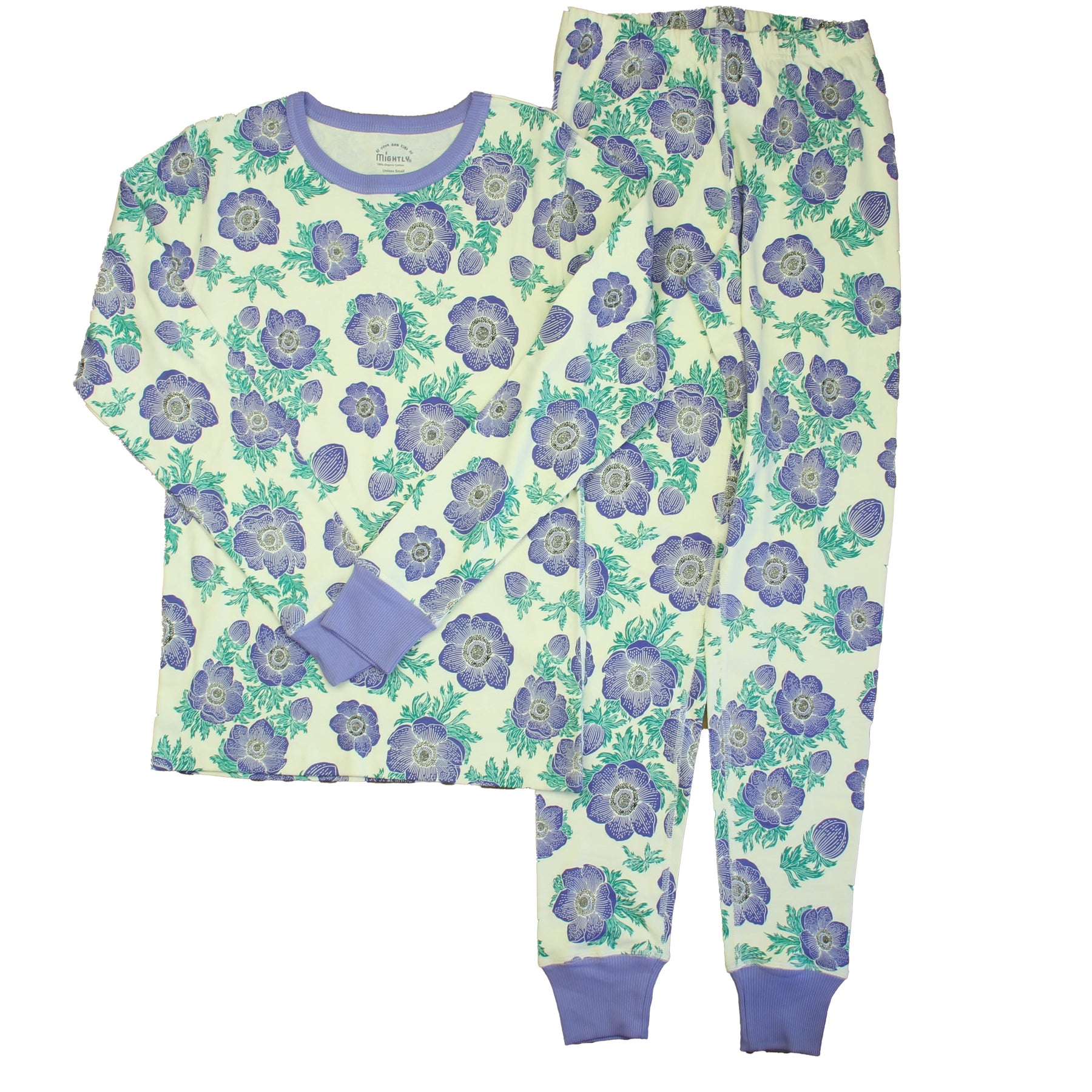 Mightly Mädchen Elfenbein – Violett Hydrangea 2-teiliger Pyjama