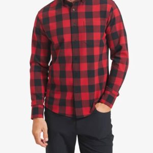 City Flanell Hemd in rot/schwarz