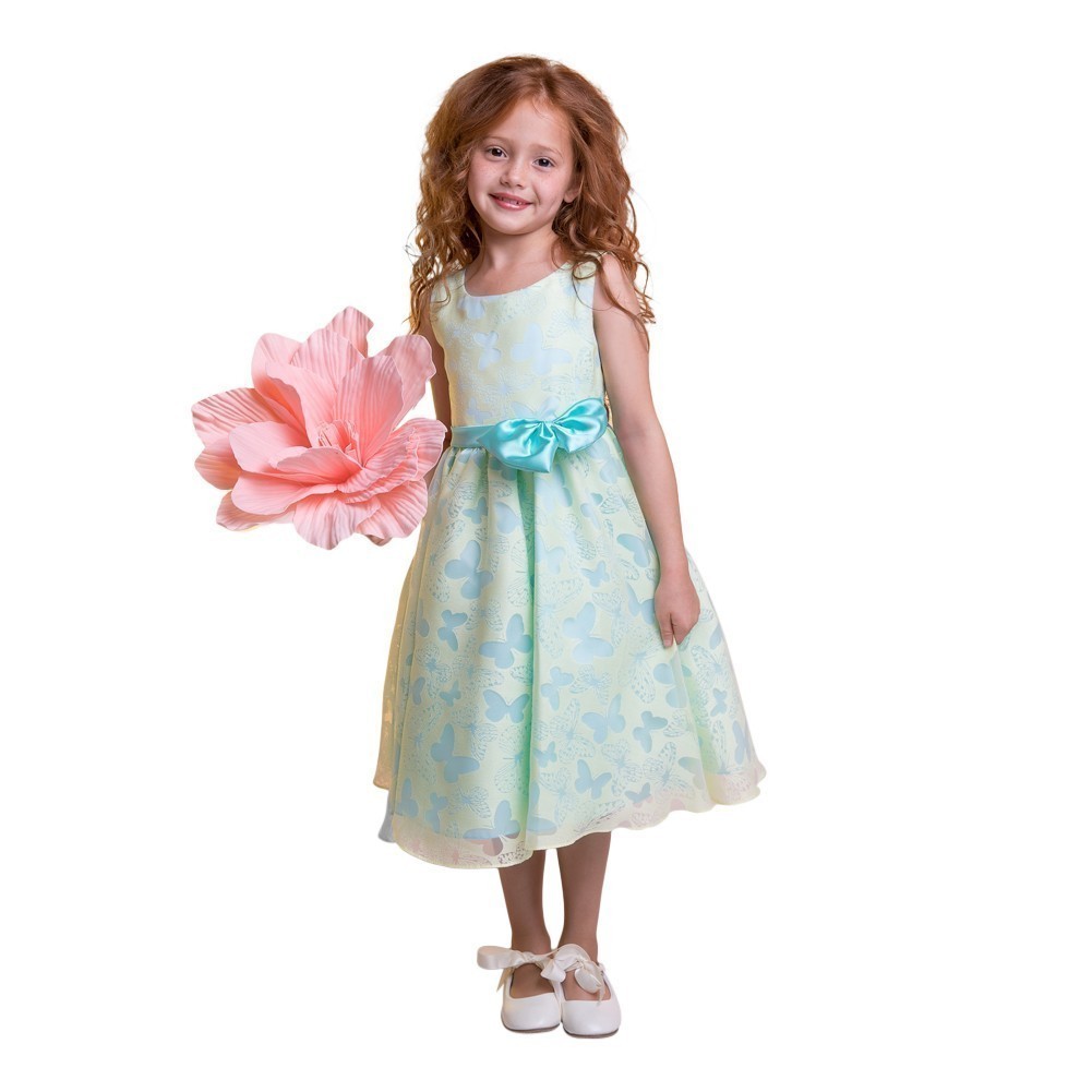 Kids Dream Kleine Mädchen gelb blau Schmetterling Burnout Organza Ostern Kleid 2-6