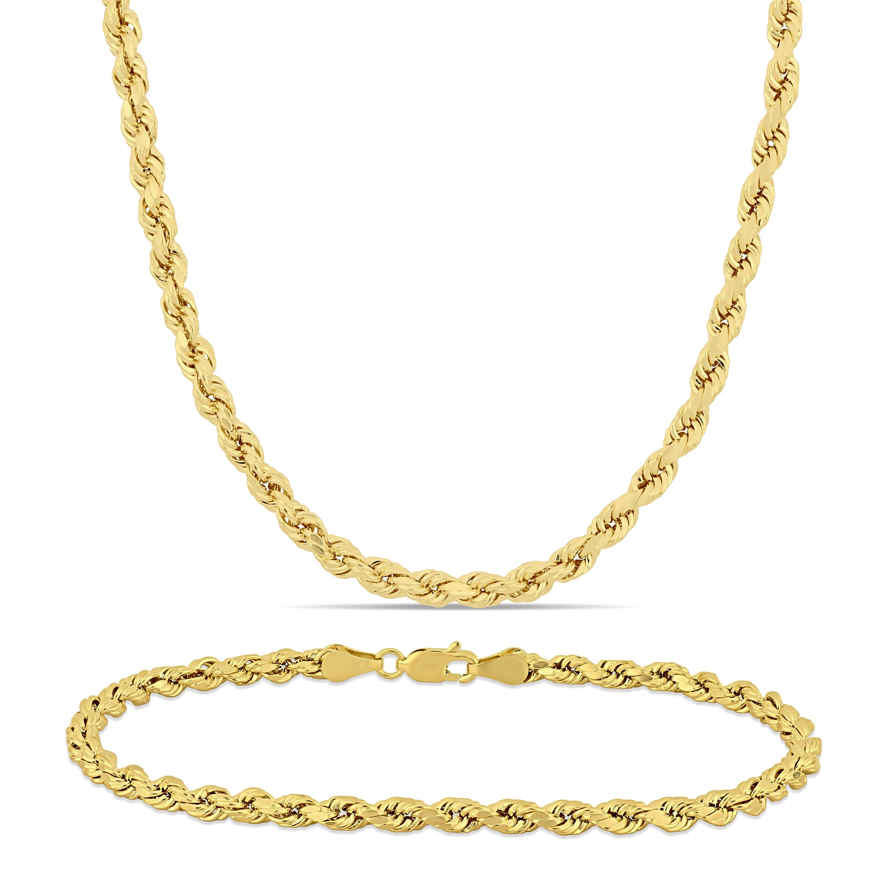 Mimi & Max Herren Seil Kette Halskette und Armband Set 10K Gelbgold
