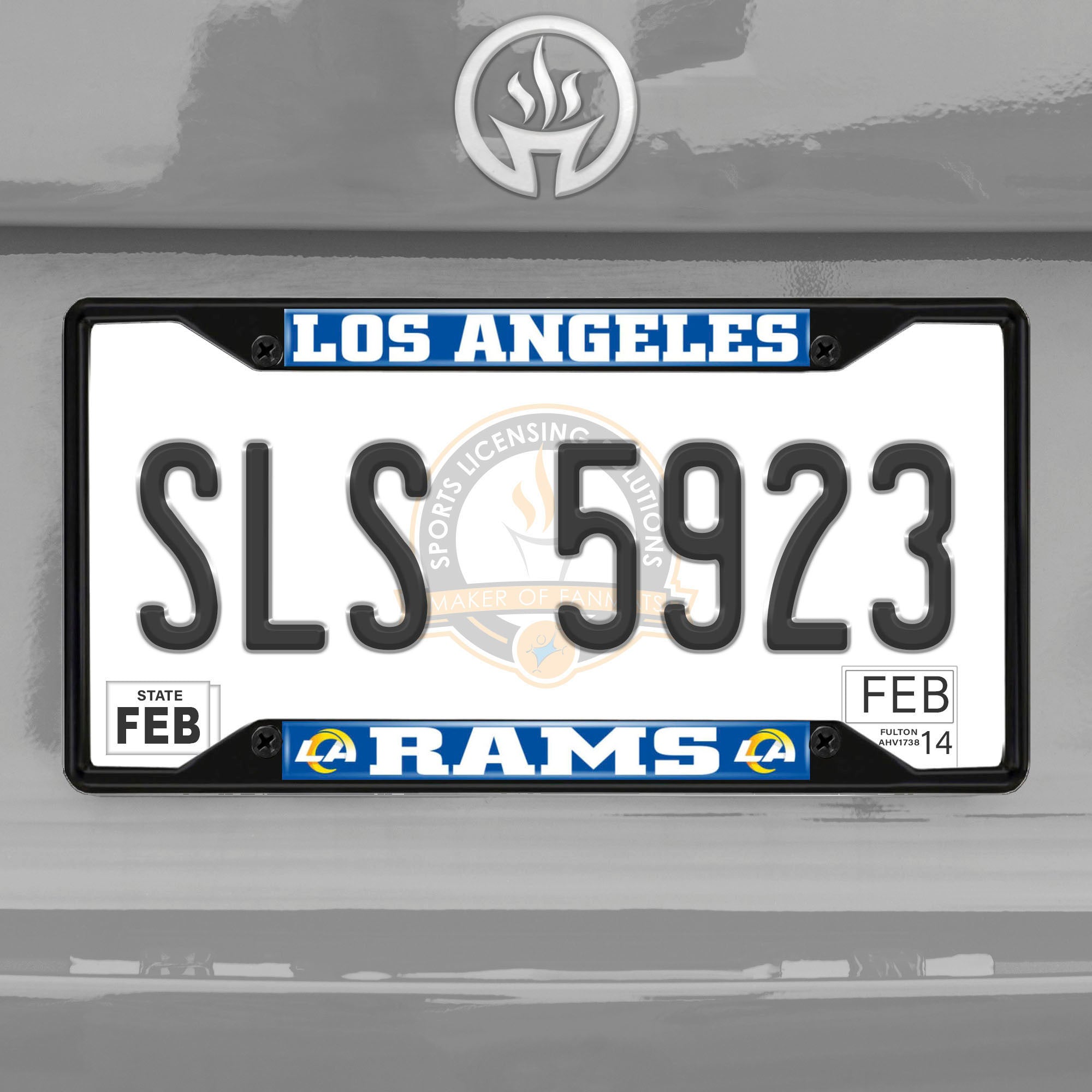 Fanmats Los Angeles Rams Metall Nummernschild Rahmen schwarz Finish
