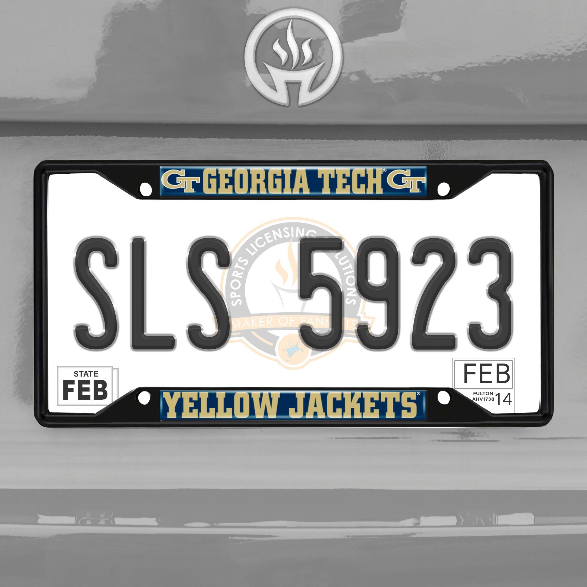 Fanmats Georgia Tech Gelbe Jacken Metall Nummernschild Rahmen Schwarz Finish