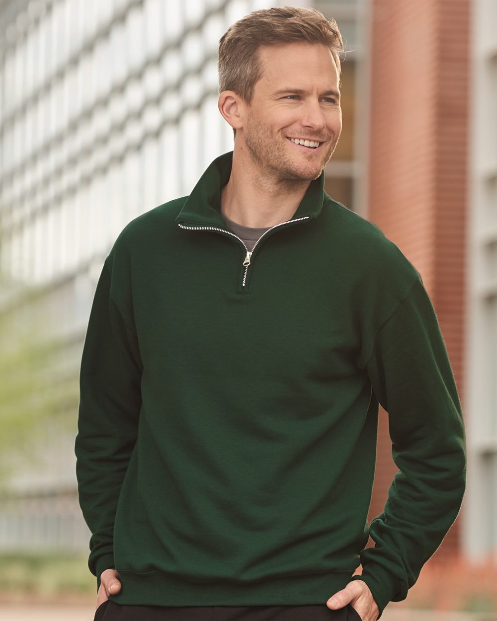 JERZEES Herren Nublend- Cadet Collar Viertelreißverschluss Sweatshirt