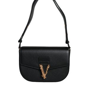 Versace Grainy Kalb Leder Logo Crossbody Schulter Damentasche