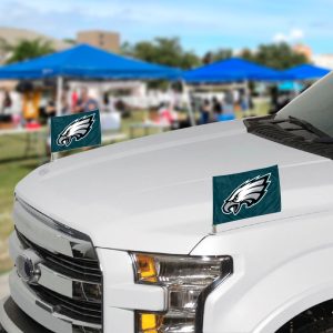 Fanmats Philadelphia Eagles Ambassador Car Flags – 2 Pack mini auto flags, 4′′ x 6′′