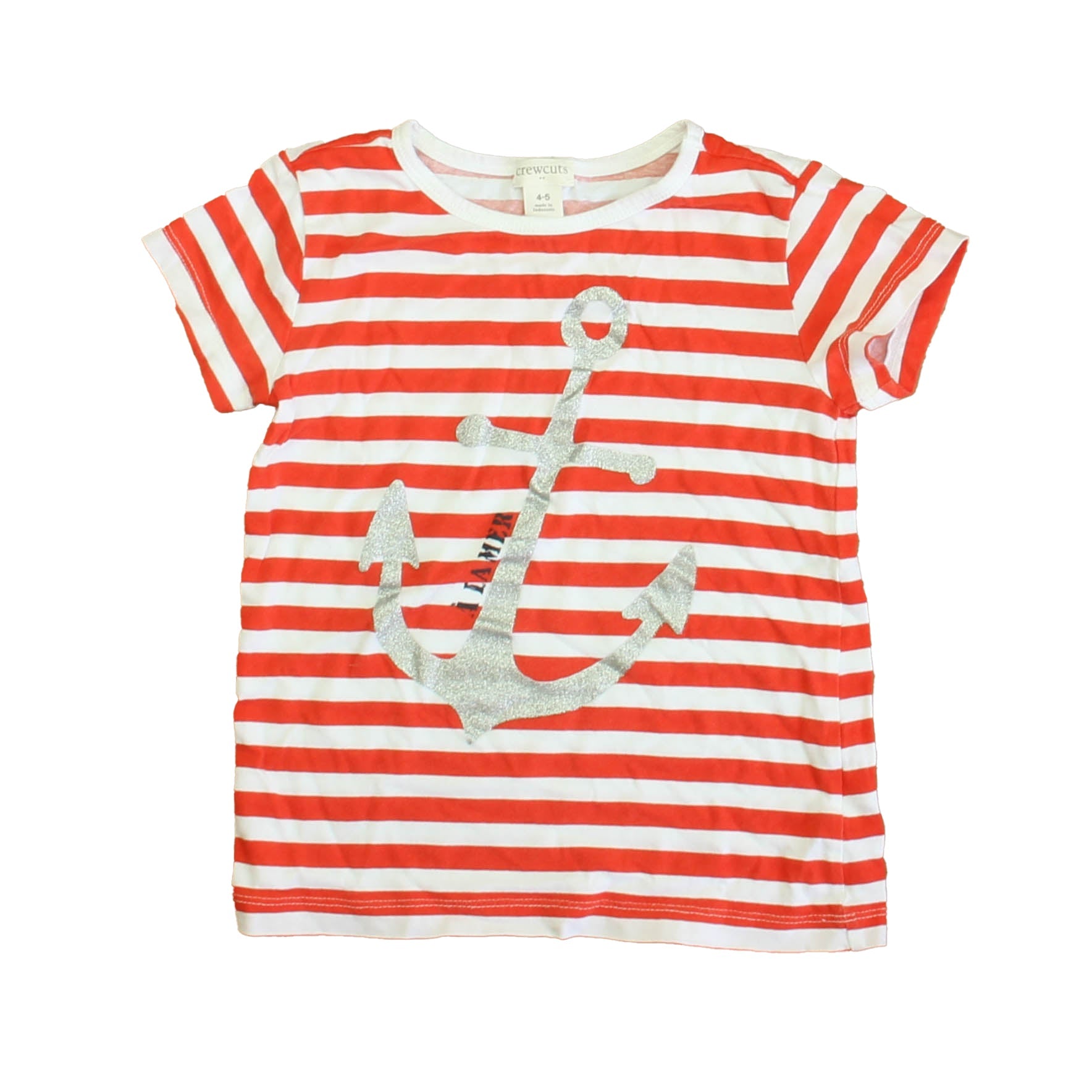 Crewcuts Mädchen Rot – Weiß – Silberner Anker T-Shirt
