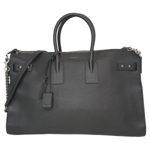 Saint Lauren Sac De Jour 48H Tasche aus schwarzem Kalbsleder