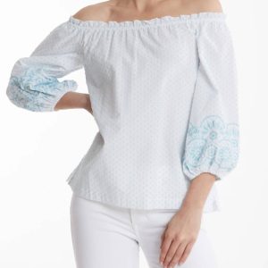 susie swiss dot top in multi