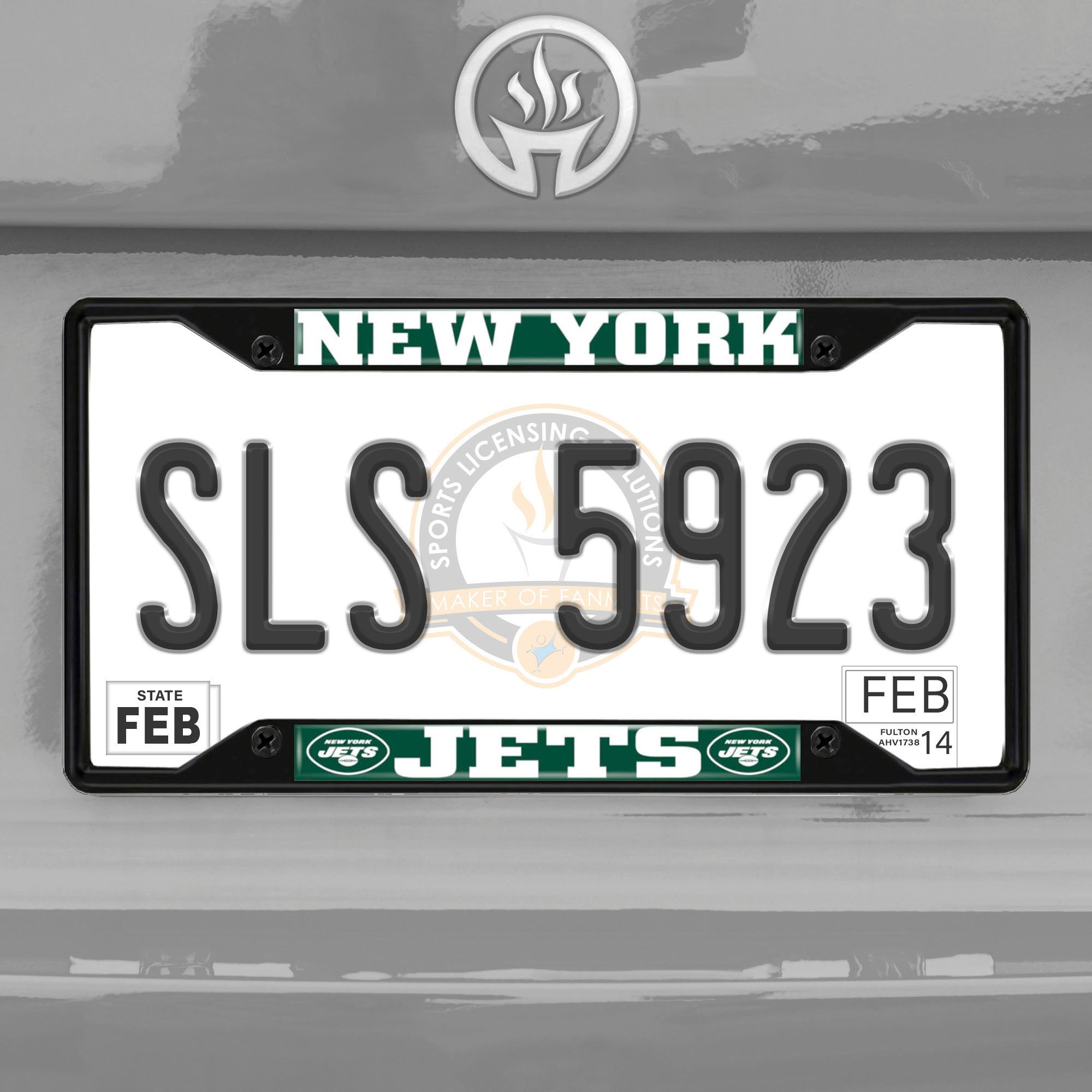Fanmats New York Jets Metall Nummernschild Rahmen schwarz Finish