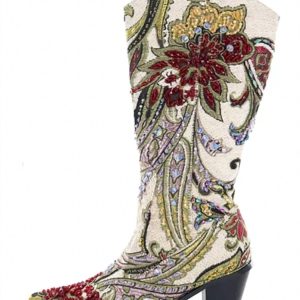Crystal Embellished Boot in beige
