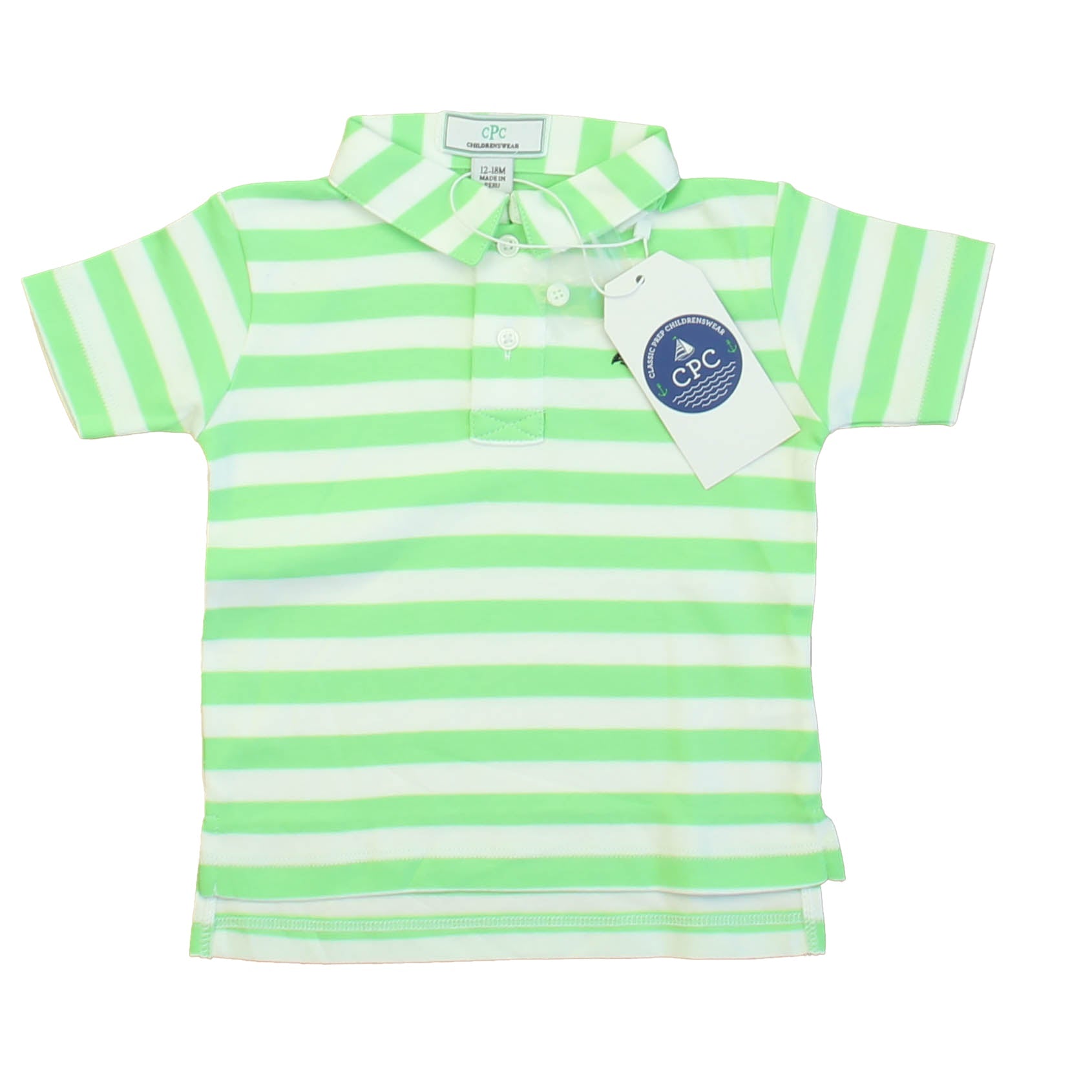 Classic Prep Jungen Sommergrün – Helles weißes Poloshirt Größe: 12-24 Monate