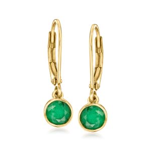 Ross-Simons Lünette-Set Emerald Tropfen Ohrringe in 18kt Gold über Sterling