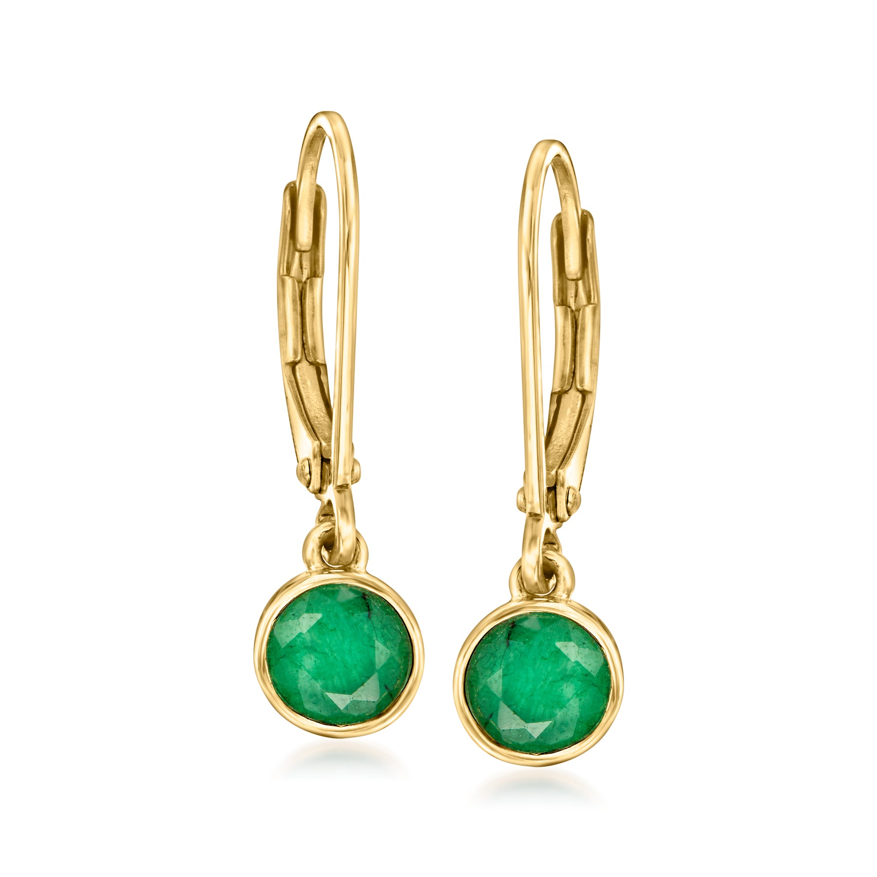 Ross-Simons Lünette-Set Emerald Tropfen Ohrringe in 18kt Gold über Sterling