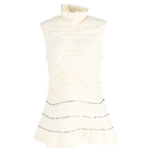 JW Anderson Turtle Neck gerafft und Reißverschluss Detail ärmelloses Oberteil aus creme Baumwolle 7833183518780