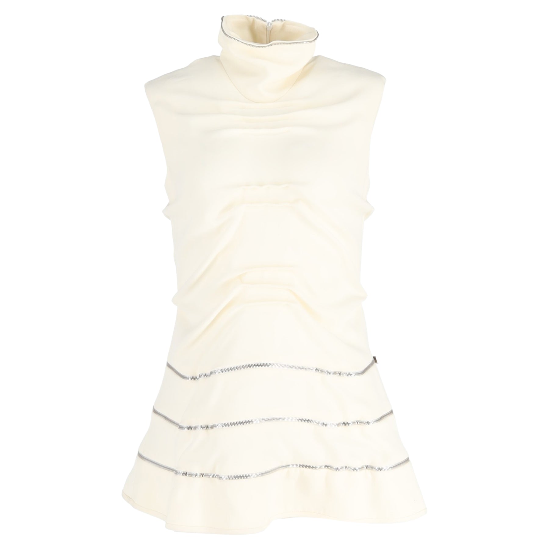 JW Anderson Rollkragen Rüschen und Reißverschluss detaillierte ärmelloses Top in Creme Baumwolle