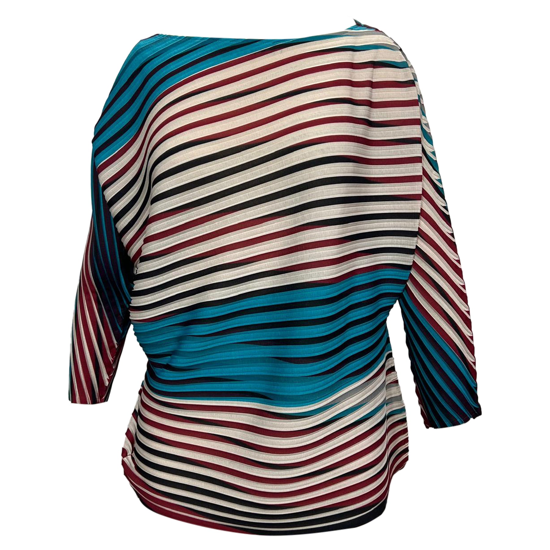 Issey Miyake gestreiftes Top aus mehrfarbigem Polyester