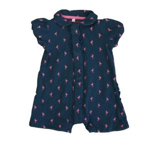 Magnificent Baby Mädchen Marineblau- rosa Flamingo Jumpsuit 7805834428476