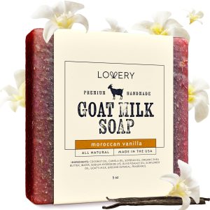 Lovery – Handmade Goat Milchseife in usa mit Bio Sheabutter – moroccan Vanilleduft – Ziegenmilchseifestange, Haferflockenseife-Basis – alle natürliche Seifenbarade mit Bio-Ziegenmilch, Single 7704779194428