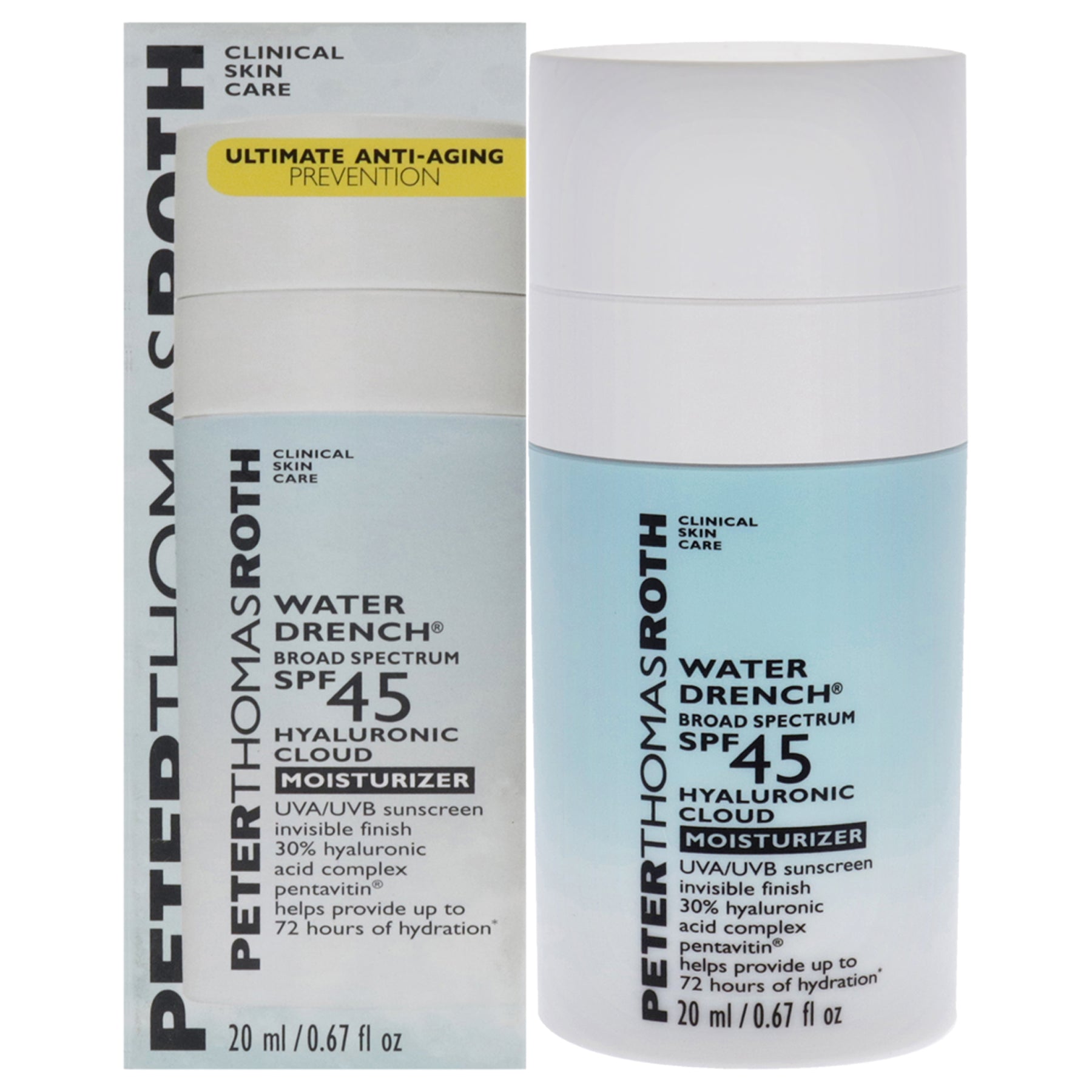 Water Drench Cloud Creme Feuchtigkeitscreme SPF 45 von Peter Thomas Roth für Unisex – 0.67 oz Creme