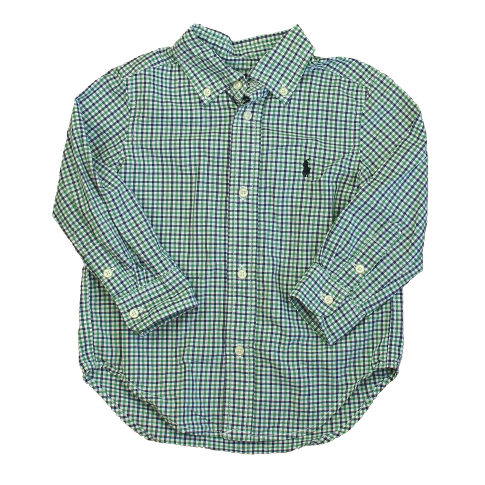 Ralph Lauren Jungen Grün – Blauer Check mit Knopfleiste Langarm