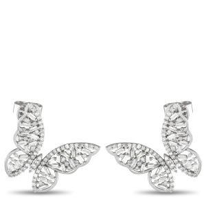 LB Exclusive 14K Weißgold 1,0ct Diamant Schmetterling Ohrringe – ER28227