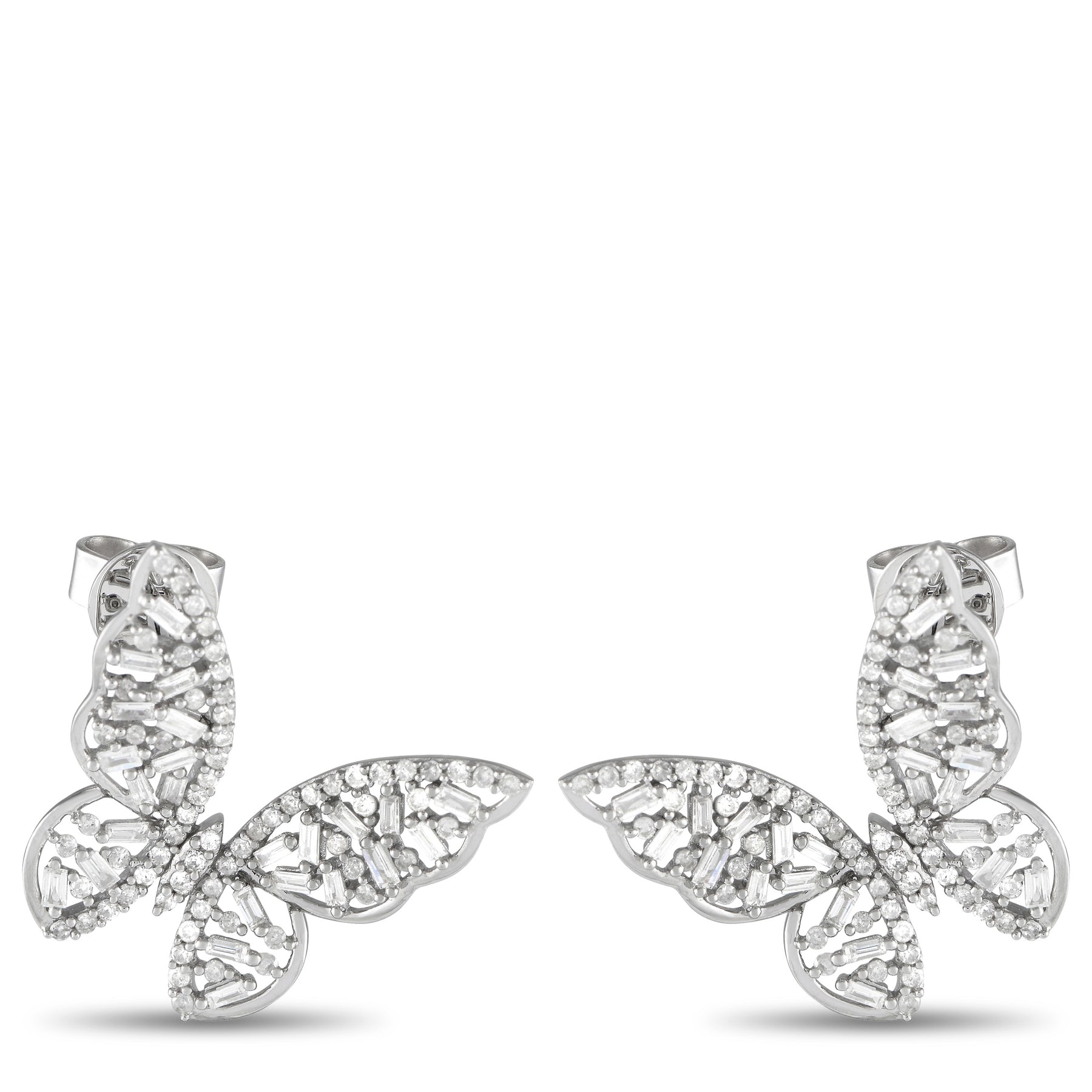 LB Exclusive 14K Weißgold 1.0ct Diamant Schmetterling Ohrringe ER28227