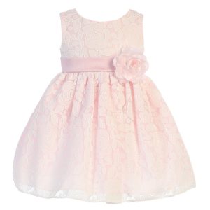 kleine Mädchen rosa Blumen Tüll geschmückt Ostern Kleid 2T-6