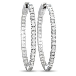 LB Exclusive 14K Weißgold 0.98 ct Diamant innen-aus Hoop Ohrringe K5024E78