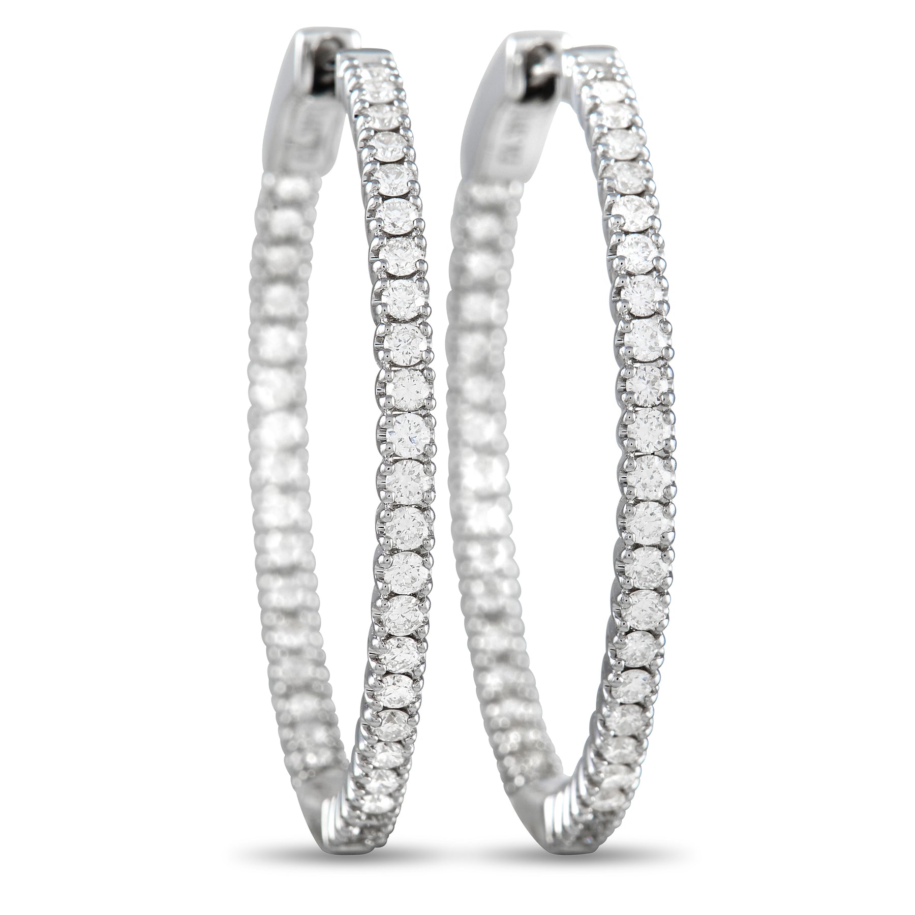 LB Exclusive 14K Weißgold 0.98 ct Diamant Inside-Out Creole Ohrringe K5024E78